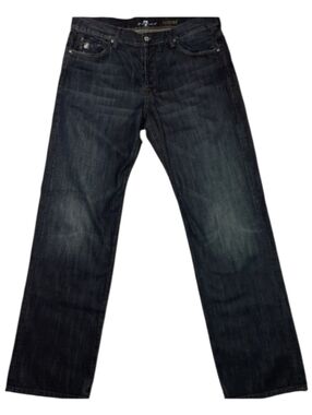 7 For All Mankind Relaxed Straight Button-fly Blue Jean SZ 36